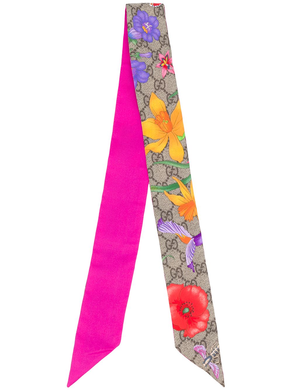 фото Gucci платок с принтом Flora и логотипом GG