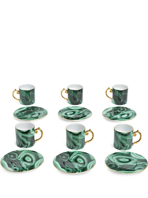 L'Objet Malachite espresso cup and saucer set