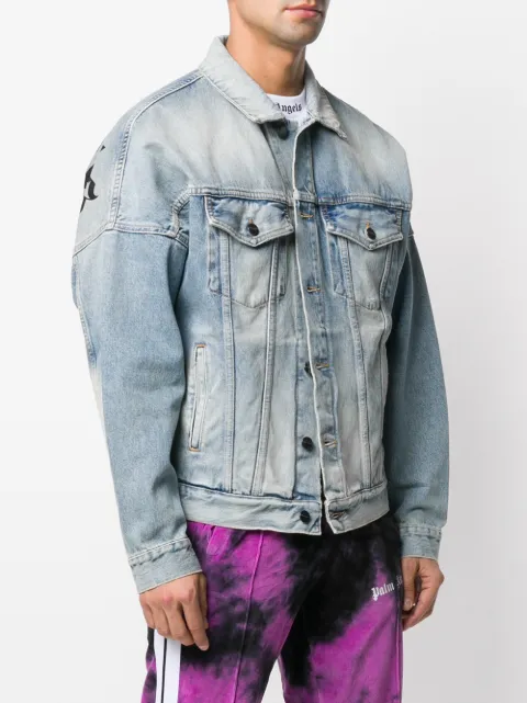 Palm Angels blue logo denim jacket for 