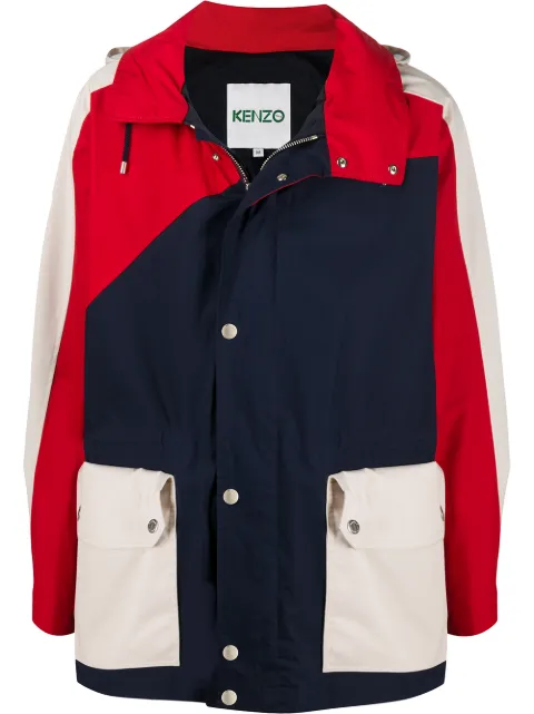 Kenzo long colour block parka jacket 