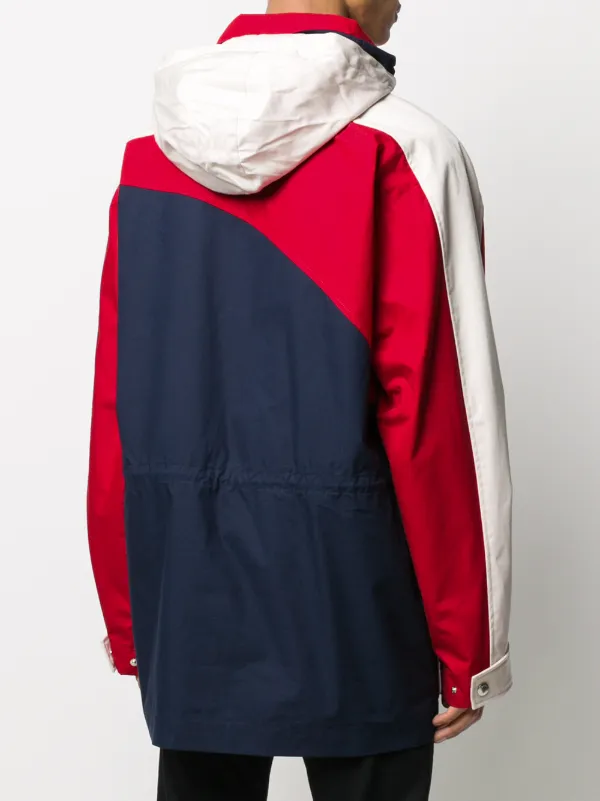 Kenzo Long Colour Block Parka Jacket Blue FARFETCH LB