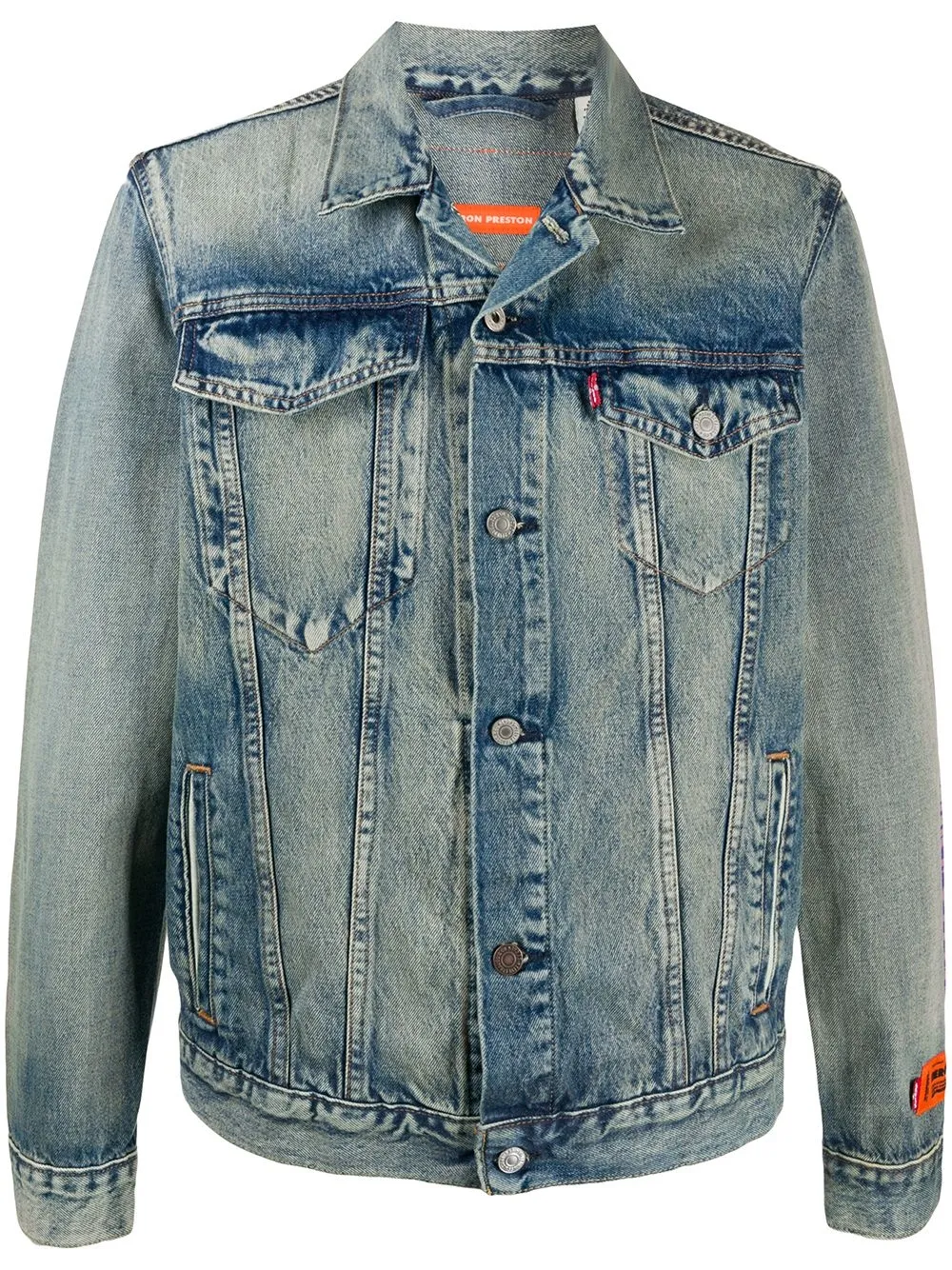 Shop Heron Preston Denim Buttoned Jacket In Blue