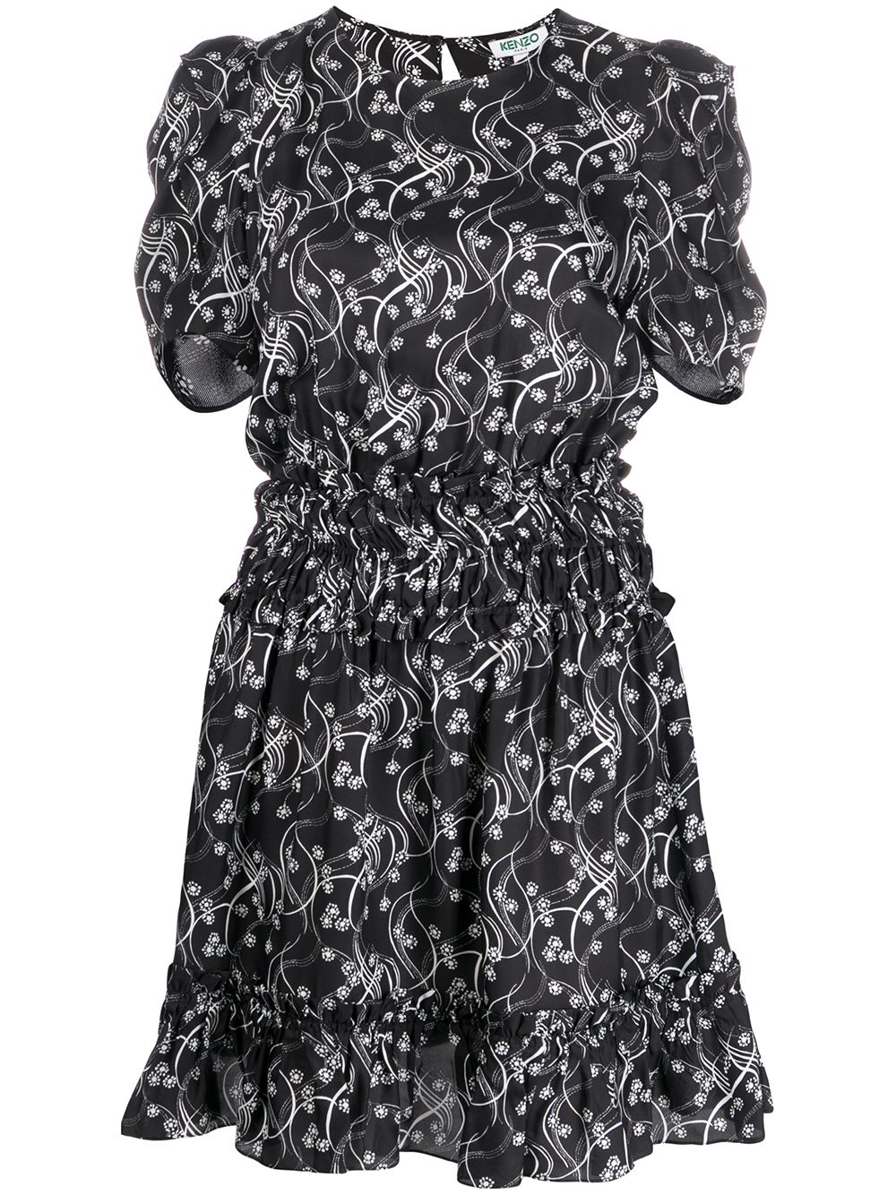 KENZO FLORAL RUCHED DRESS