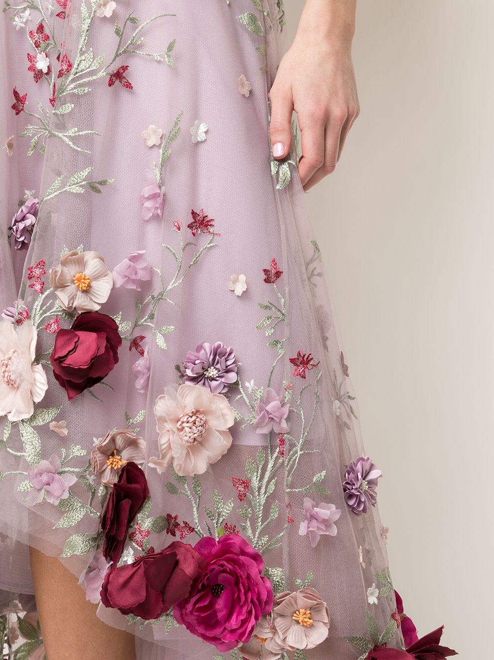 фото Marchesa notte платье без рукавов с цветочной аппликацией