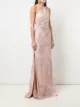 Marchesa Notte Vestido floral com brilho