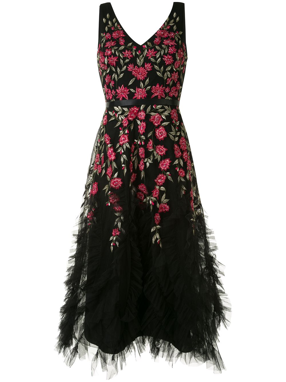 Styleff Marchesa Notte Floral Embroidered Tulle Dress