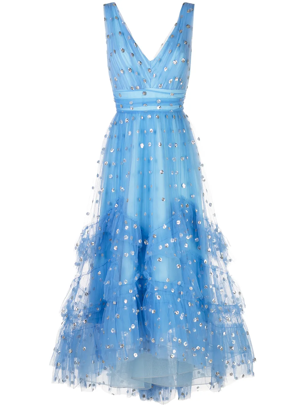 MARCHESA NOTTE POLKA DOT PRINT TULLE GOWN