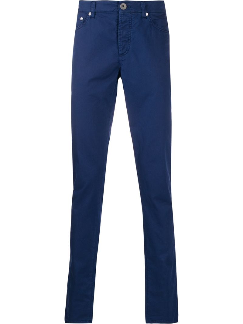 Brunello Cucinelli Slim-fit Embroidered Logo Jeans In Blue