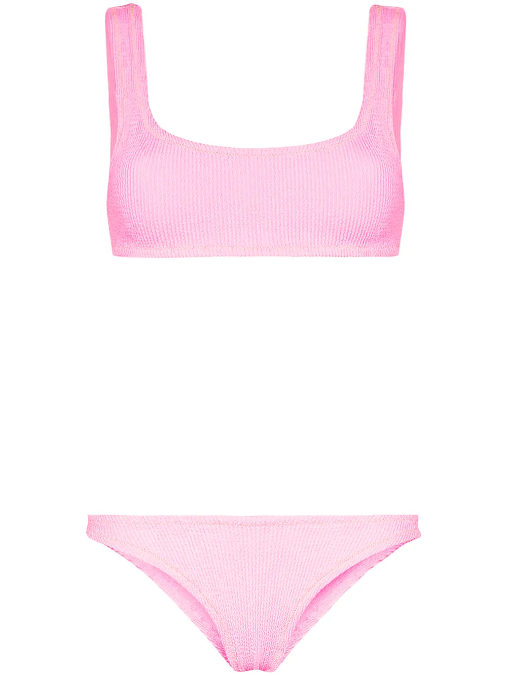 Reina Olga Ginny Crinkle-effect Bikini Set In Pink