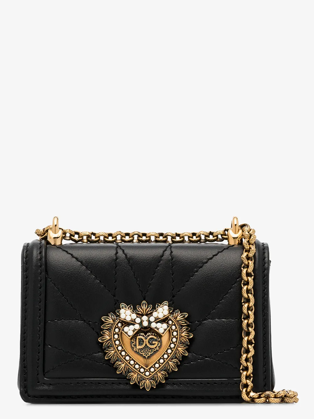 DOLCE & GABBANA BLACK DEVOTION MICRO QUILTED LEATHER BAG,BI1399AJ11414732626