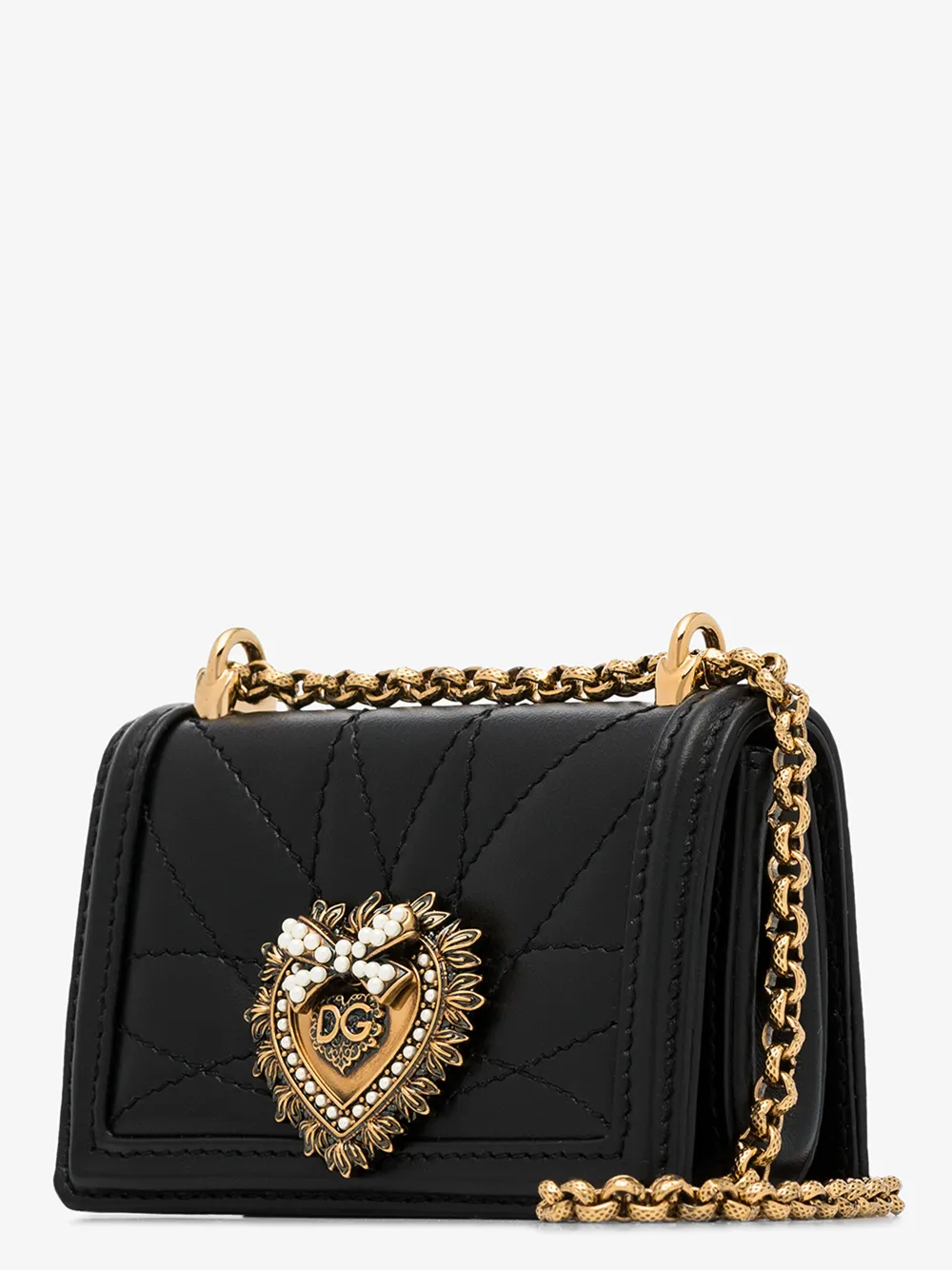 DOLCE & GABBANA BLACK DEVOTION MICRO QUILTED LEATHER BAG,BI1399AJ11414732626