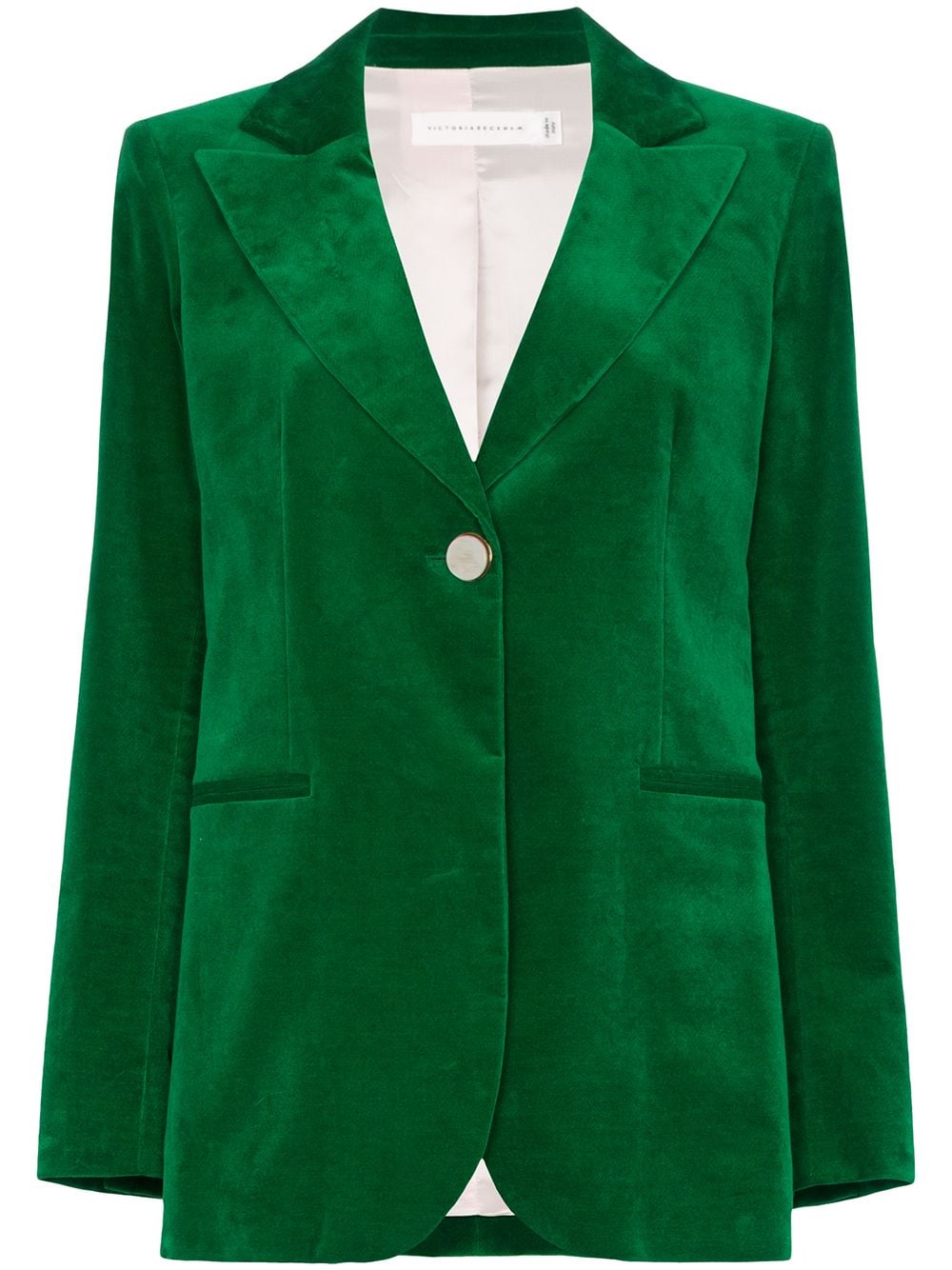 Shop Victoria Beckham Single-breasted Velvet Blazer In Green