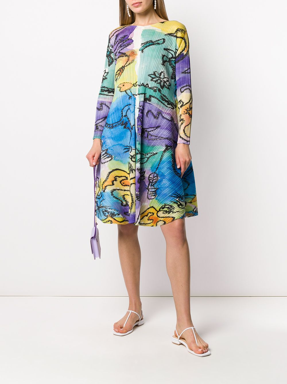 фото Pleats please issey miyake плиссированное платье с эффектом разбрызганной краски