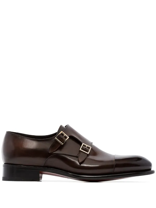 Mens leather store monk strap shoes