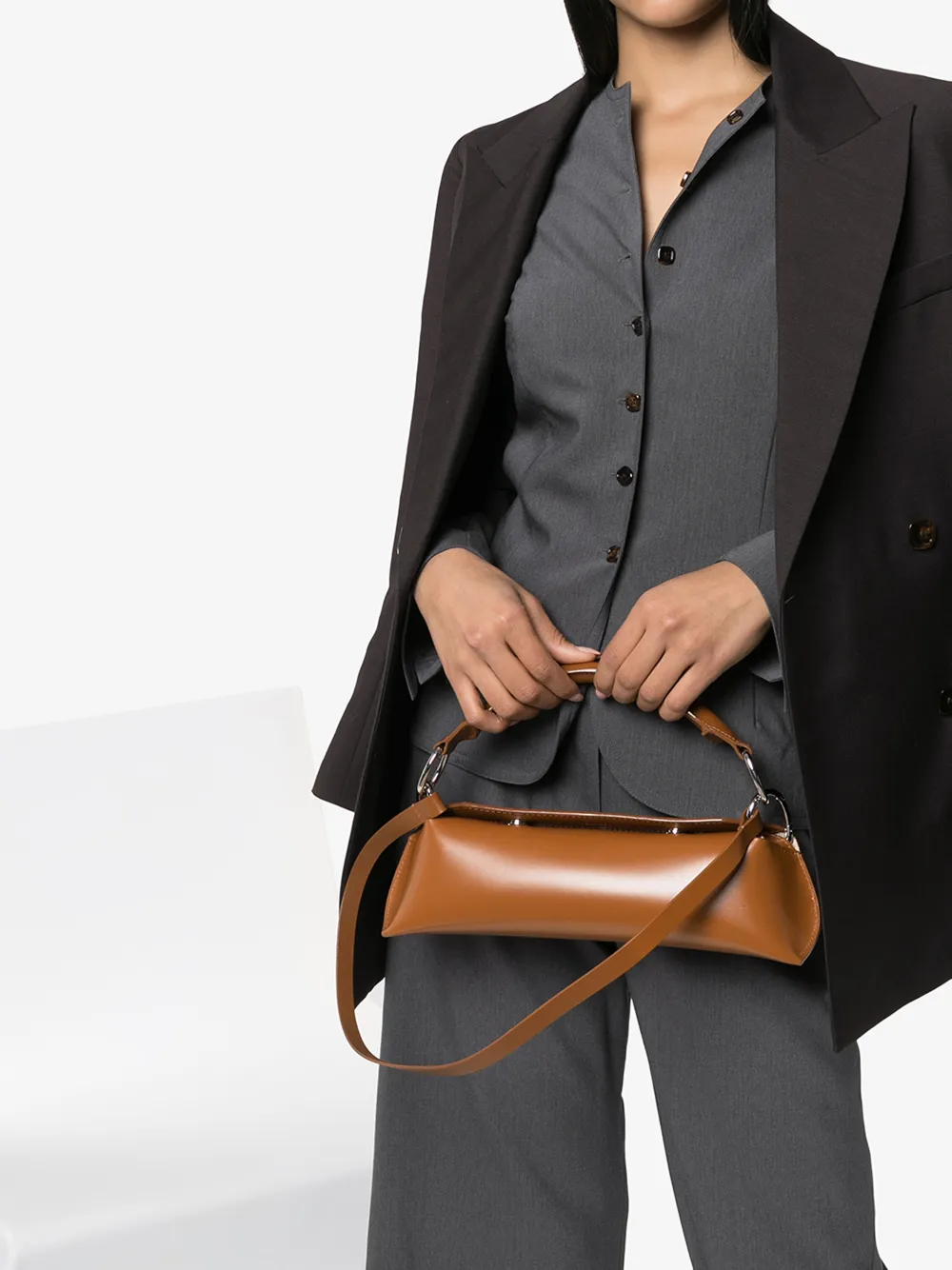 VENCZEL BROWN ELAN LEATHER SHOULDER BAG,LANL05192414733229