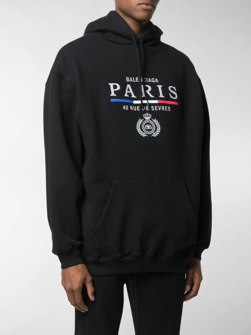 Balenciaga embroidered logo hoodie black | MODES