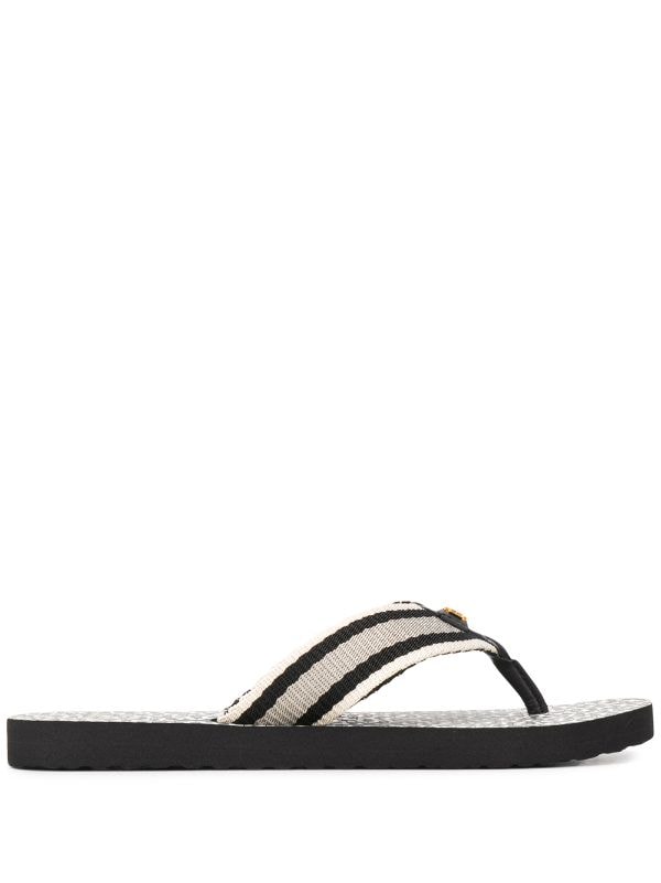 tory burch black and white flip flops
