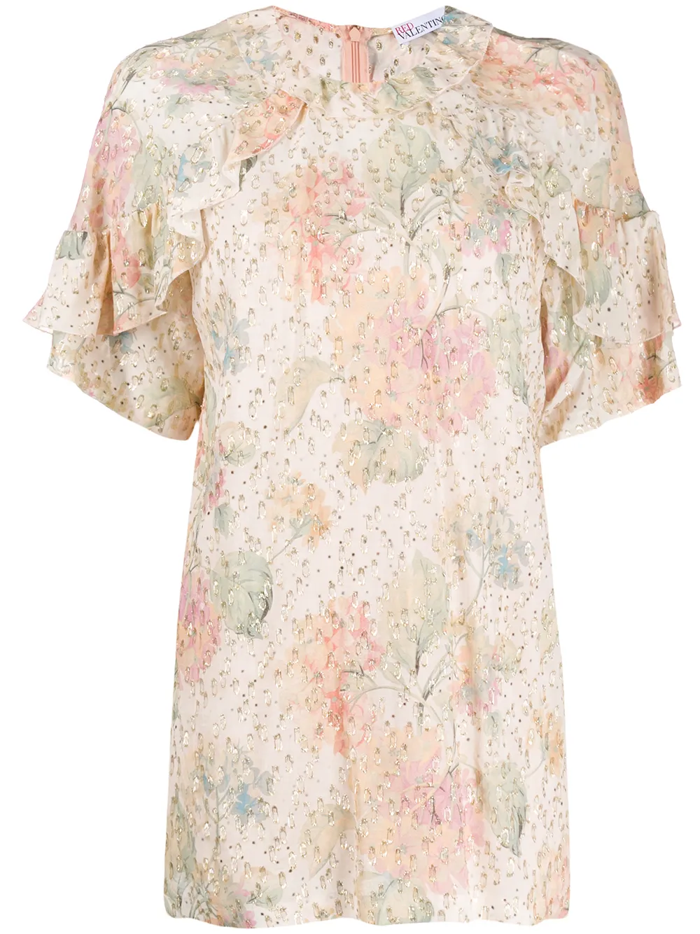 RED Valentino metallic embroidered floral blouse