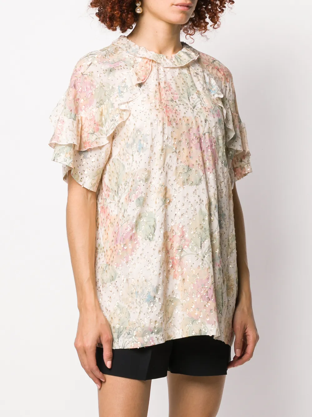  Red Valentino Bestickte Metallic Bluse   Nude 