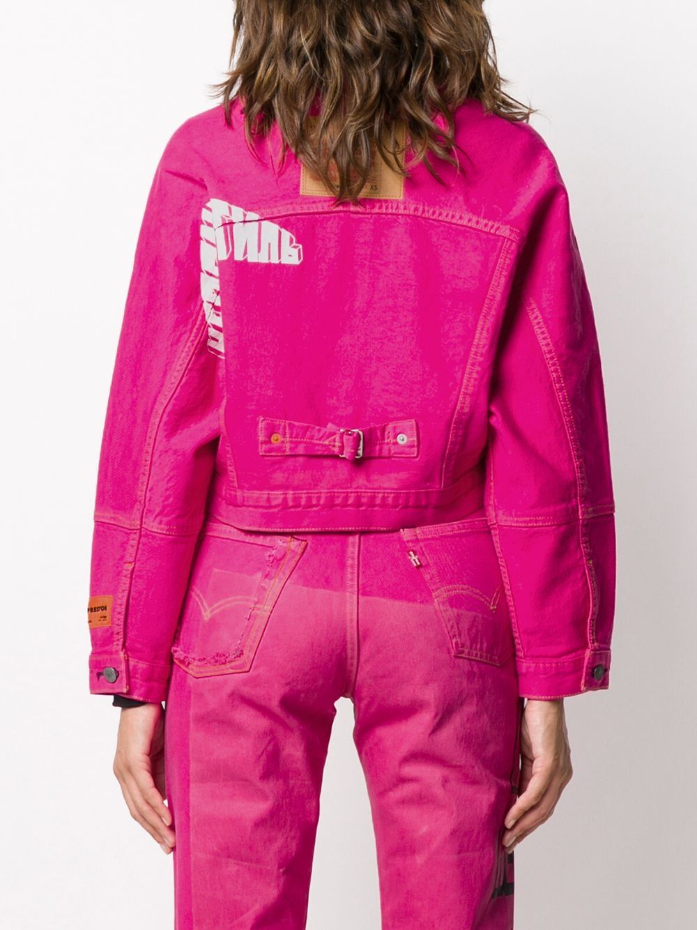 фото Heron preston levi's trucker style logo fuchsia white