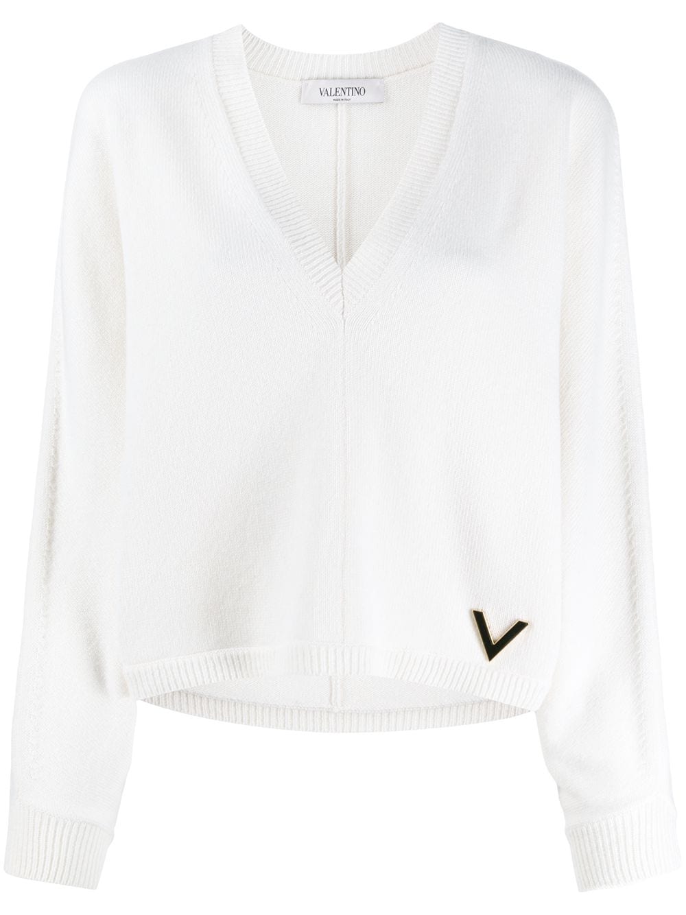 Valentino Vgold Knitted Jumper In White