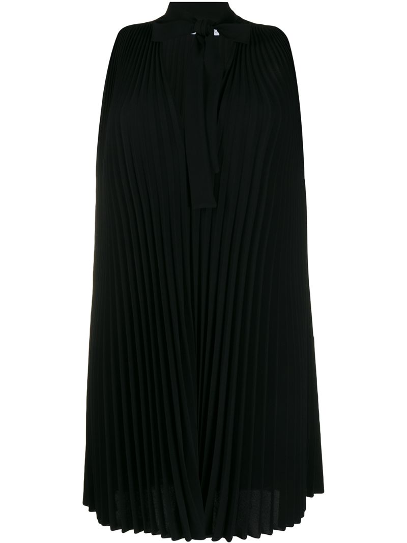 Shop Red Valentino Pleated Shift Dress In Black