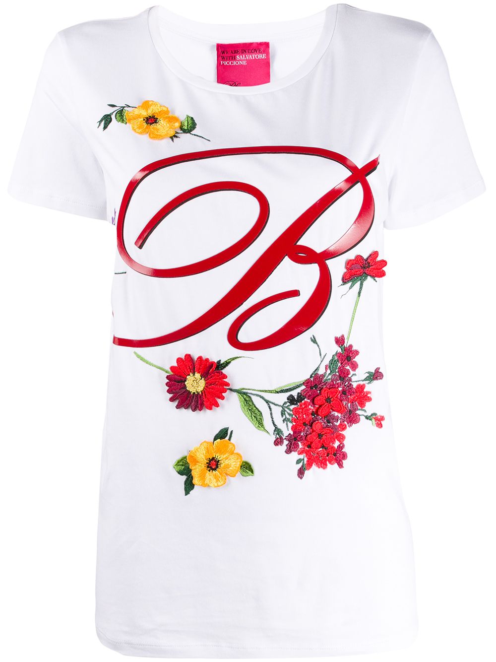 фото Blumarine floral embroidered crew neck T-shirt