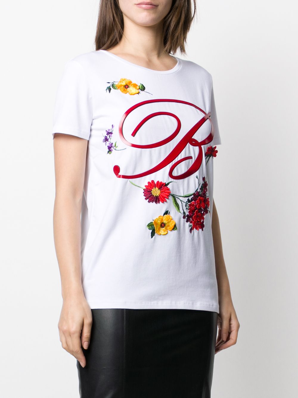 фото Blumarine floral embroidered crew neck T-shirt