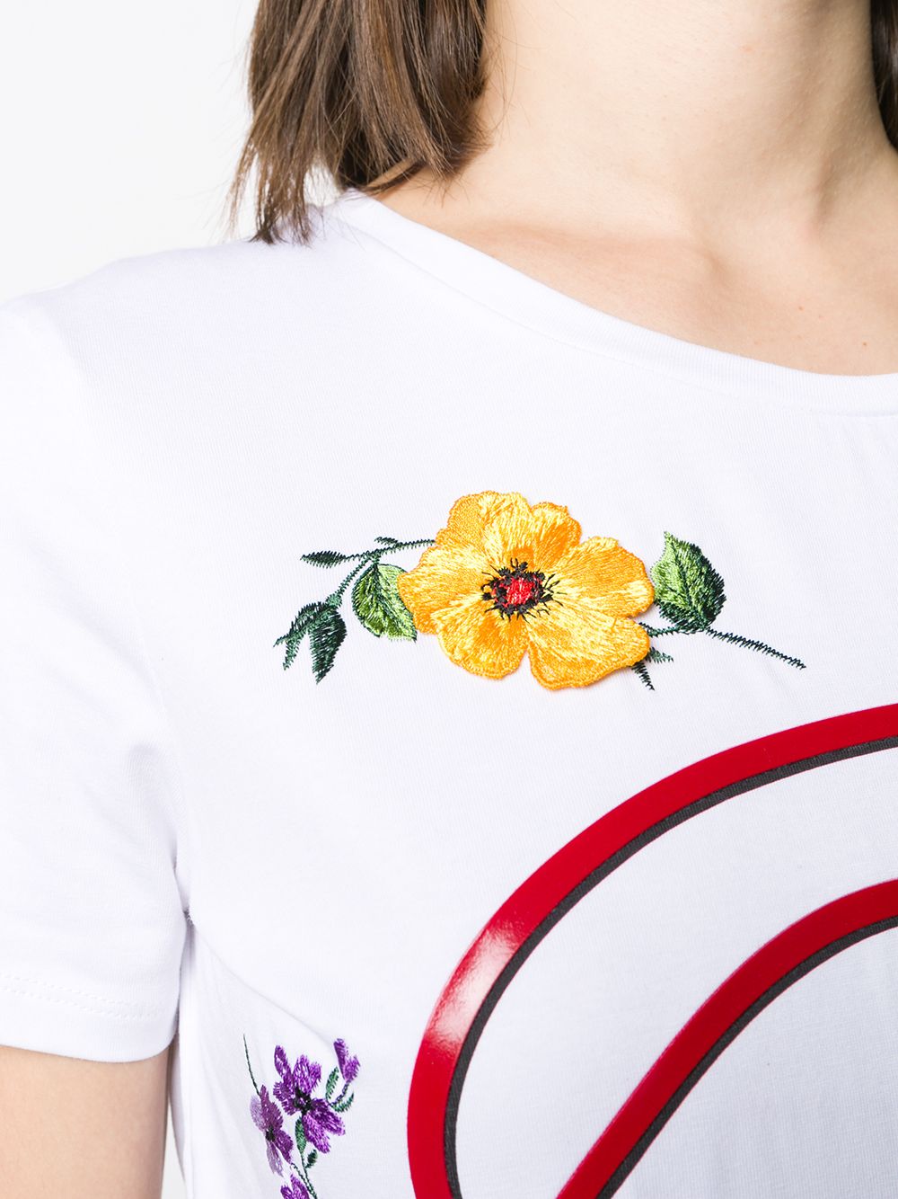 фото Blumarine floral embroidered crew neck T-shirt