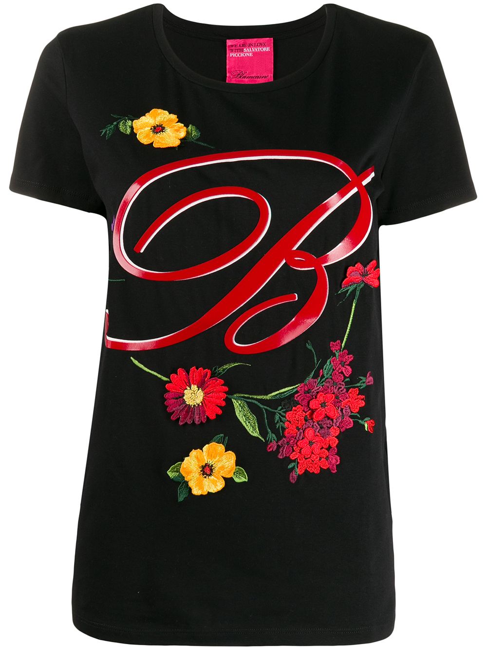 фото Blumarine crew neck floral embroidered T-shirt