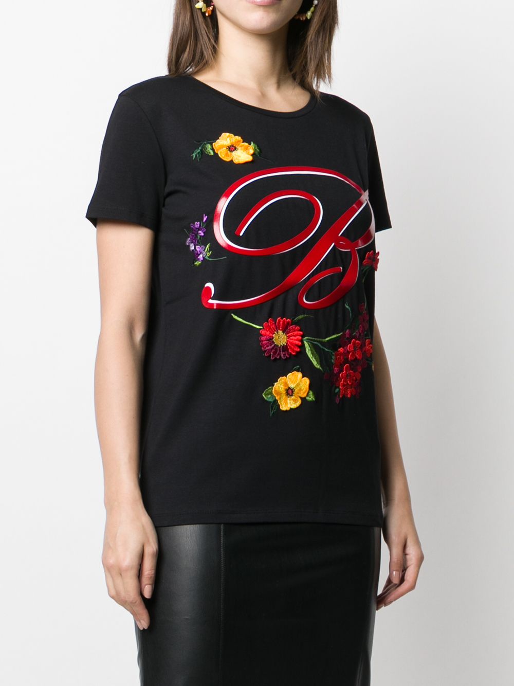 фото Blumarine crew neck floral embroidered T-shirt