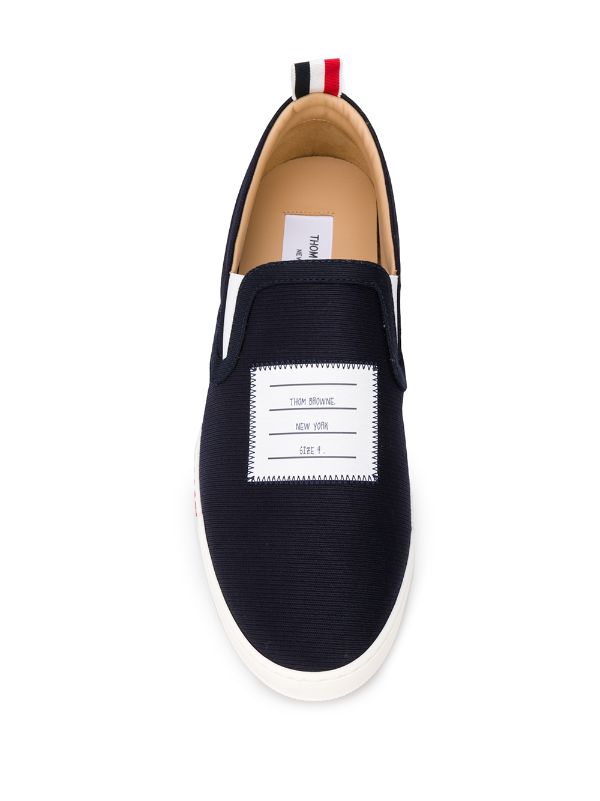 Thom Browne Logo Patch Slip-On Sneakers 
