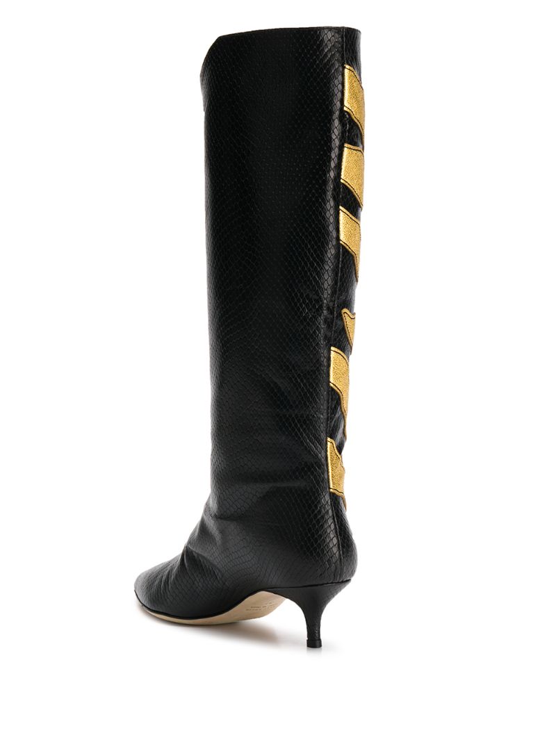 Shop Gia Couture 50mm Pointed Appliqué Effect Boots In Black