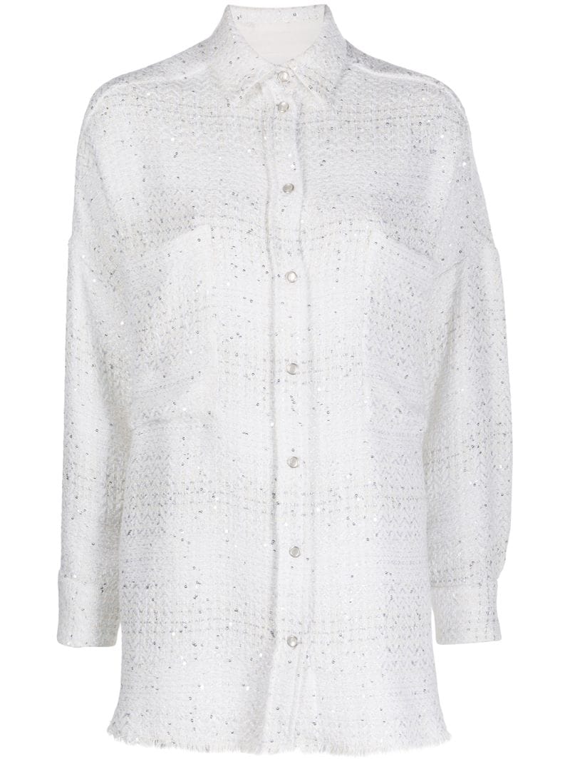 Iro Oversized-fit Tweed Shirt In White