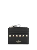 Valentino Garavani Rockstud zipped leather cardholder - Black