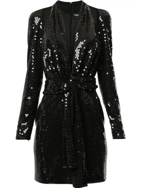 TOM FORD sequin cut out halter dress