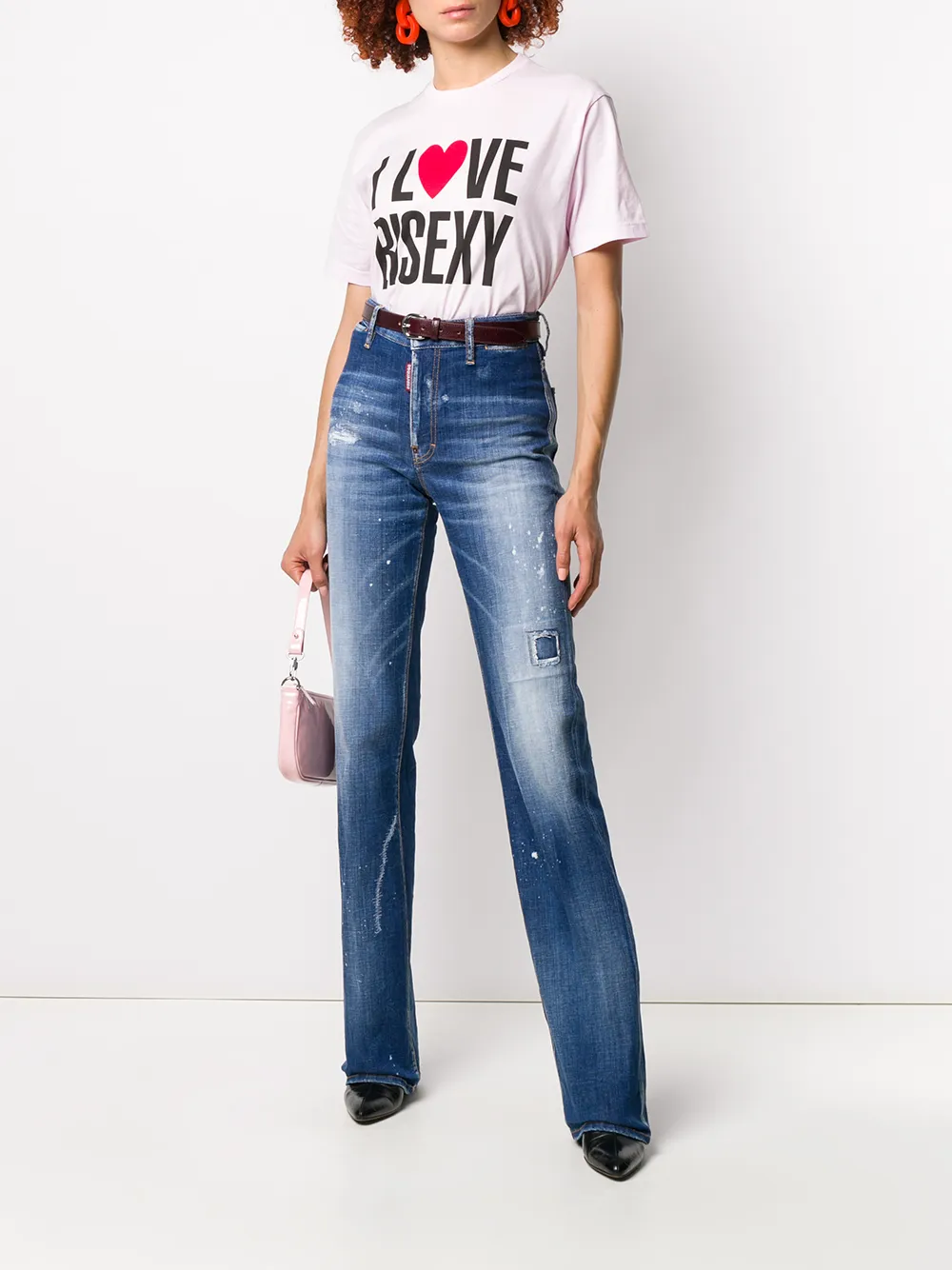 DSQUARED2 T-shirt met print Roze
