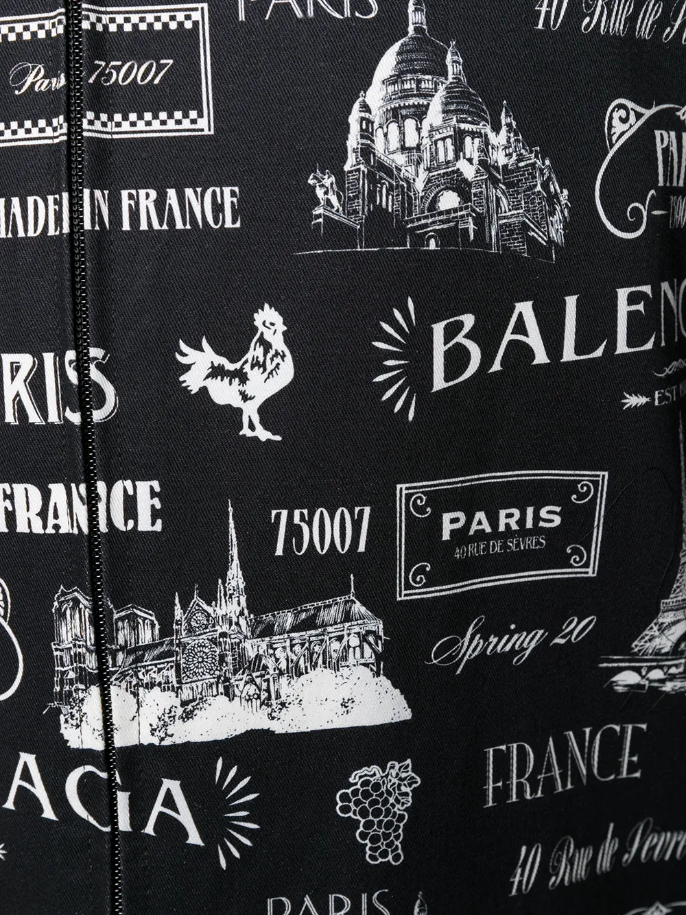 Balenciaga Paris-print Layered-sleeve Jacket In Black