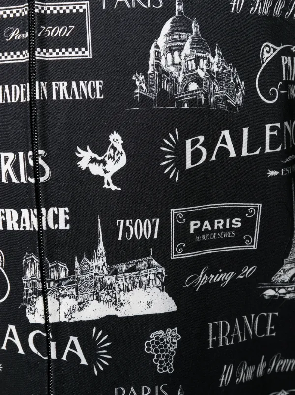 Balenciaga Paris-print layered-sleeve Jacket | Black | FARFETCH