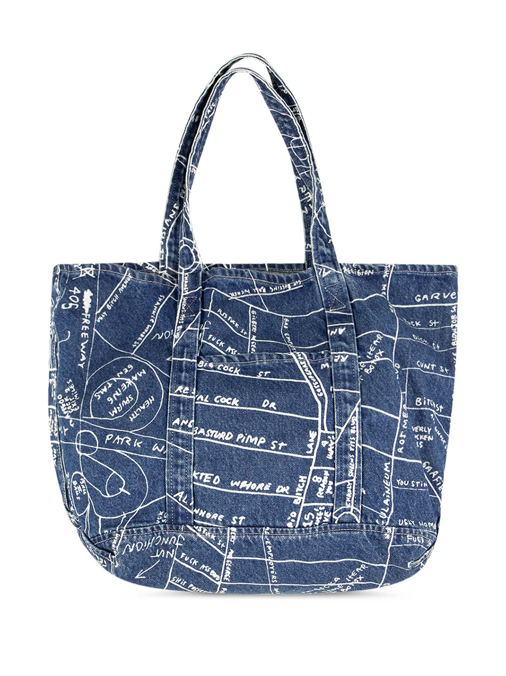 Gonz Map denim tote bag