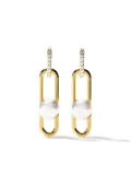 TASAKI 18kt yellow gold Fine Links Collection Line Akoya pearl and diamond earrings