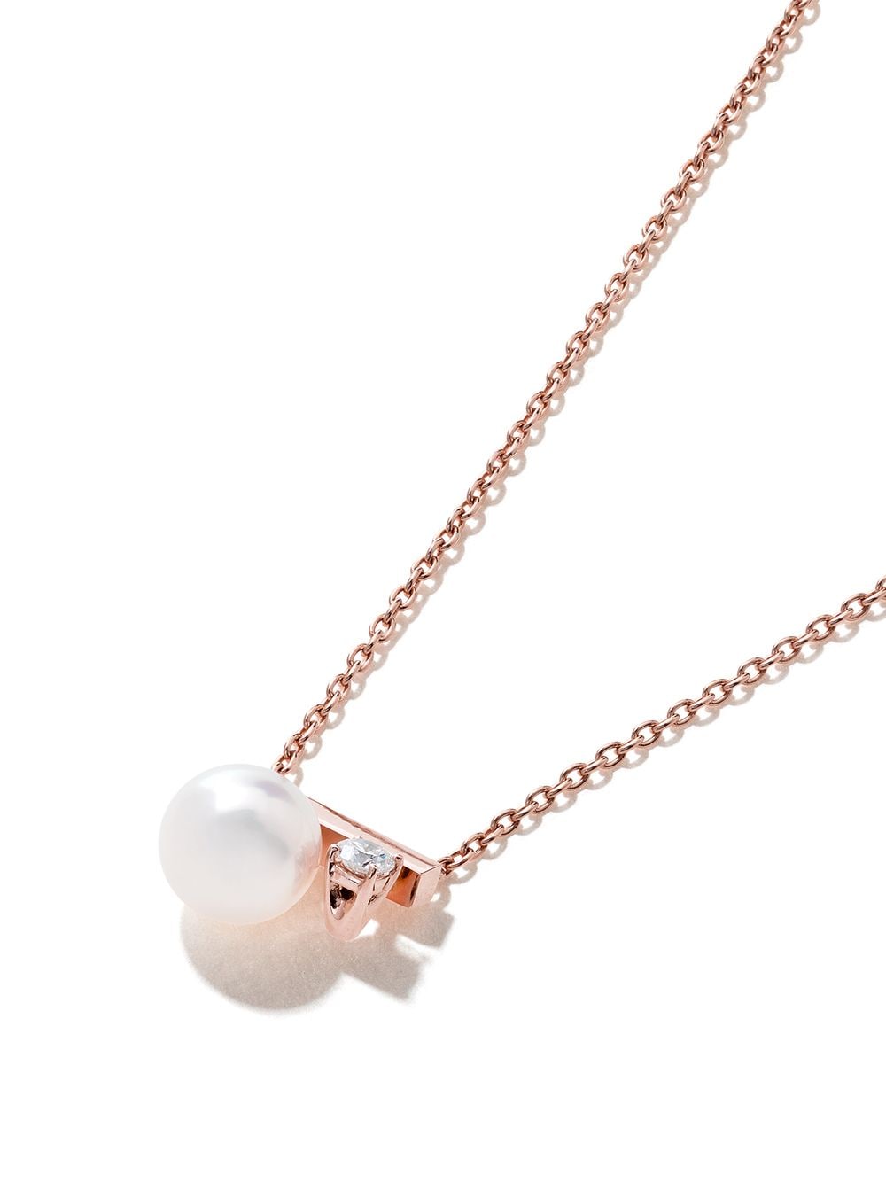 Shop Tasaki 18kt Rose Gold Collection Line Petit Balance Class Akoya Pearl And Diamond Pendant