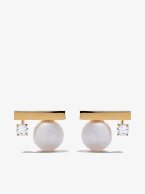 TASAKI aretes Petit Balance Class en oro de amarillo de 18kt con diamante