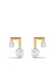 Image 1 of TASAKI 18kt yellow gold petit Balance Note Collection Line Akoya pearl and diamond stud earrings