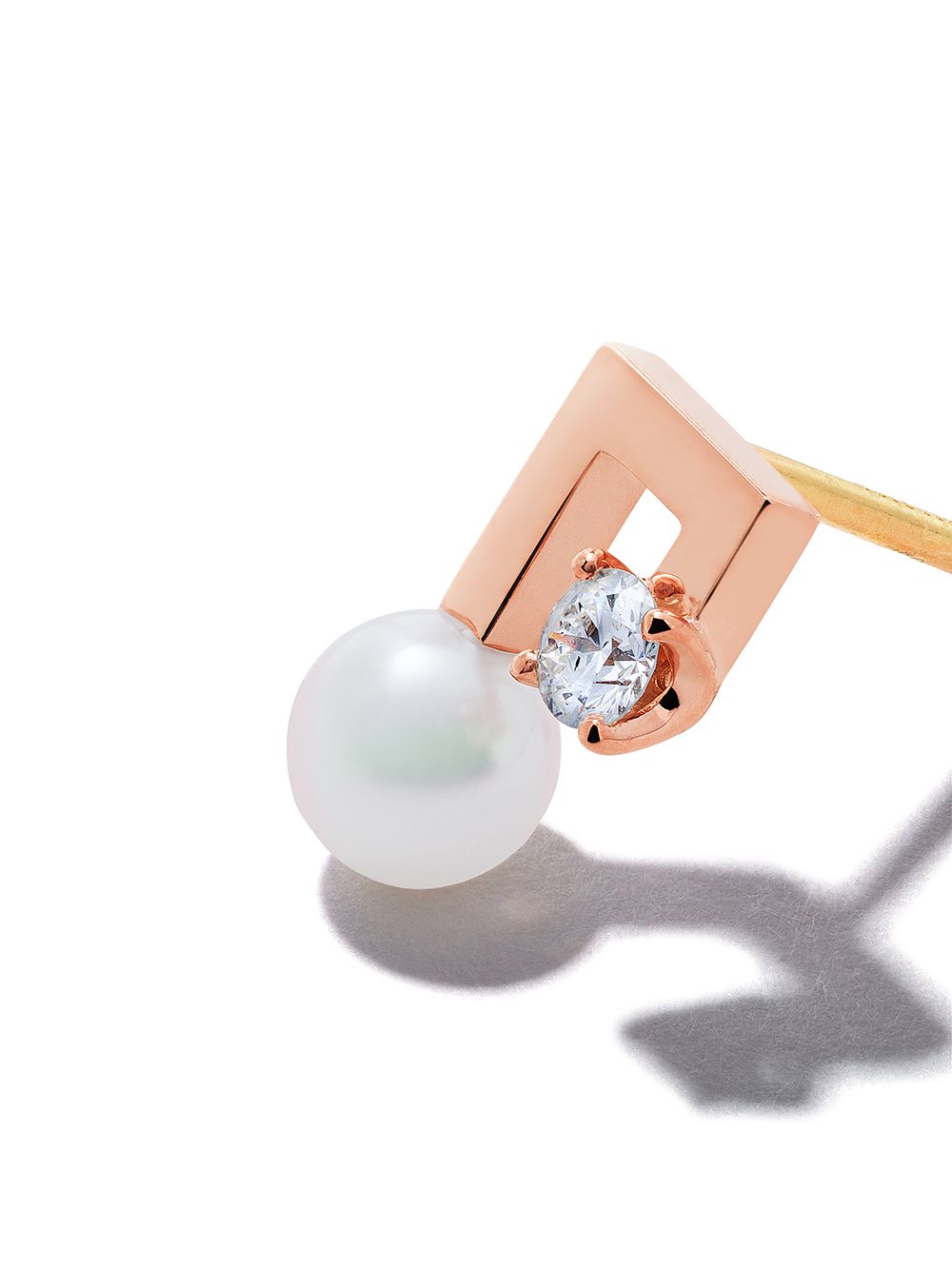 Shop Tasaki 18kt Rose Gold Petit Balance Note Collection Line Akoya Pearl And Diamond Earrings