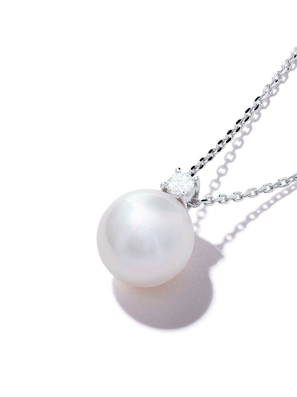 Shop Tasaki 18kt White Gold Akoya Pearl And Diamond Pendant In Silver