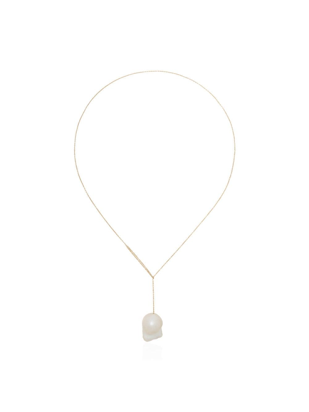 Shop Sophie Bille Brahe 14kt Gold Sirene Pearl Pendant Necklace In Yellow Gold