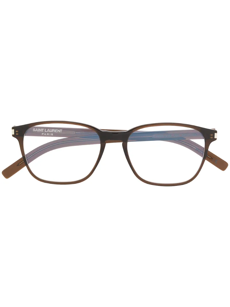 Saint Laurent Square Frame Glasses In Brown