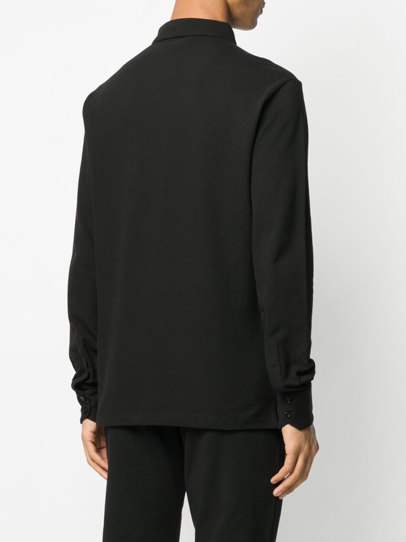 Shop Cavalli Class Long Sleeve Polo Shirt In Black