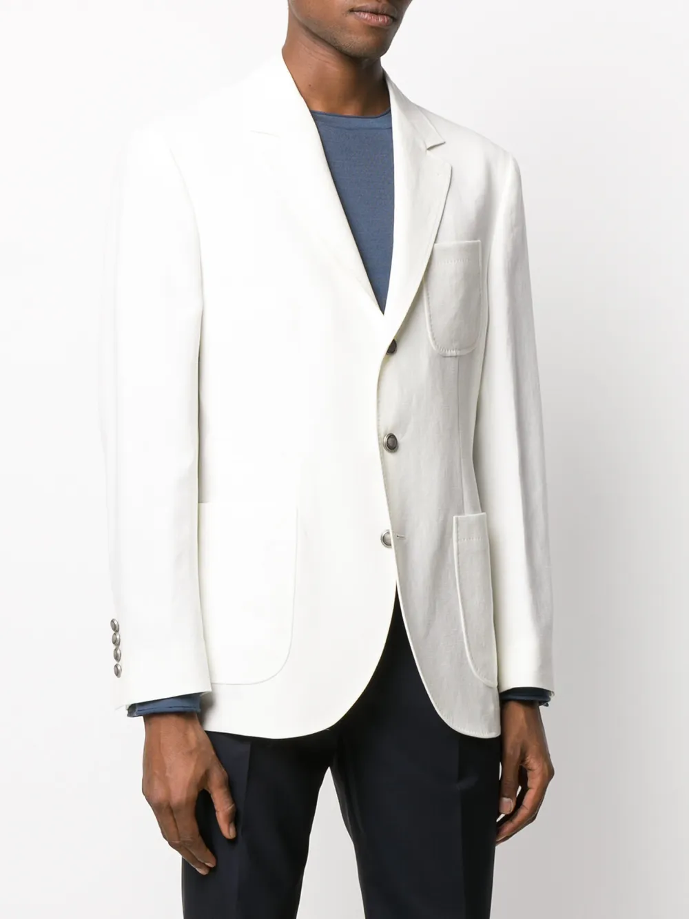Brunello Cucinelli Blazer met enkele rij knopen Wit